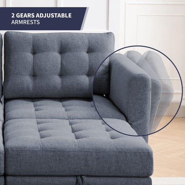 Mjkone 6-Seater Modern Sectional Sofa With Storage Ottoman
