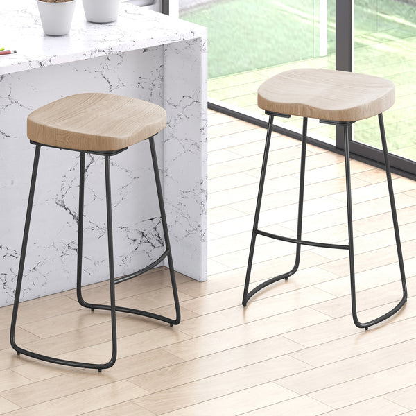Mjkone Bar Stool with Footrest and Metal Legs