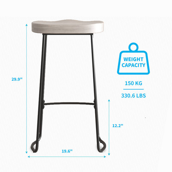 Mjkone Bar Stool with Footrest and Metal Legs