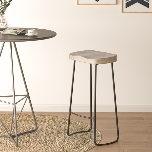 Mjkone Bar Stool with Footrest and Metal Legs