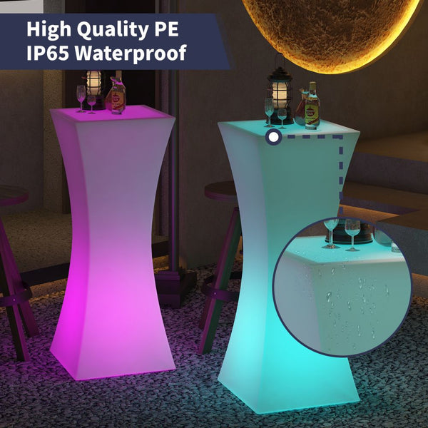 Mjkone LED Illuminated Hourglass Pub Table