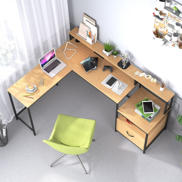 Mjkone Multifunctional L-Shaped Desk