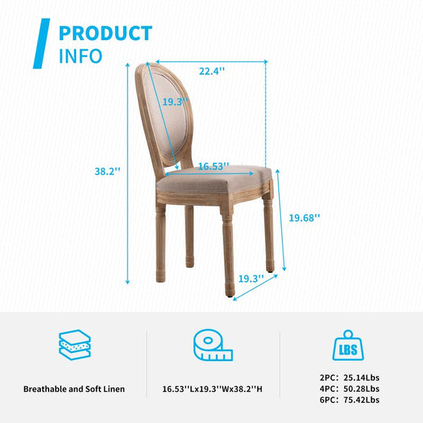 Mjkone Retro Wooden Upholstered Dining Chair Set