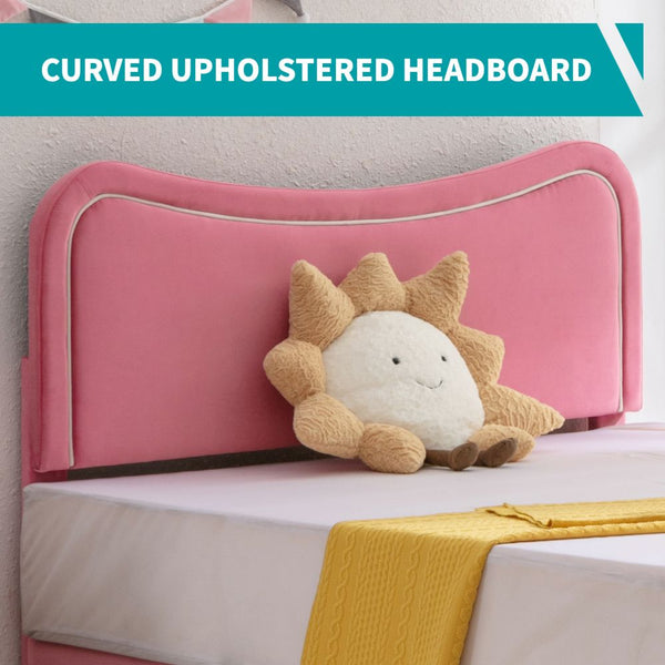 Mjkone Toddler Kids Bed with Curved Headboard