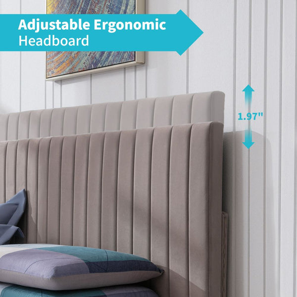 Upholstered Platform Bed with Adjustable Headboard