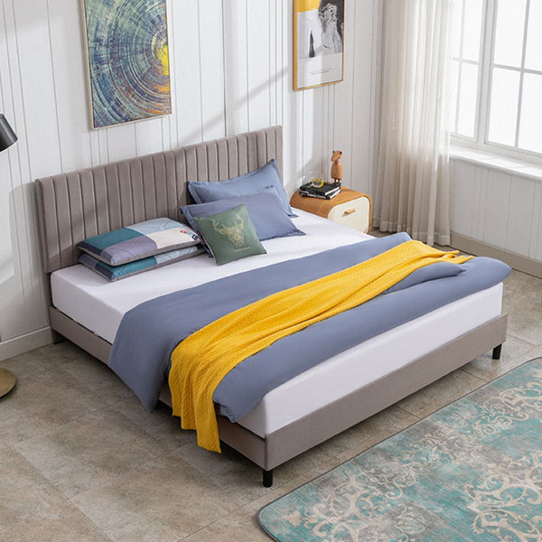 Upholstered Platform Bed with Adjustable Headboard