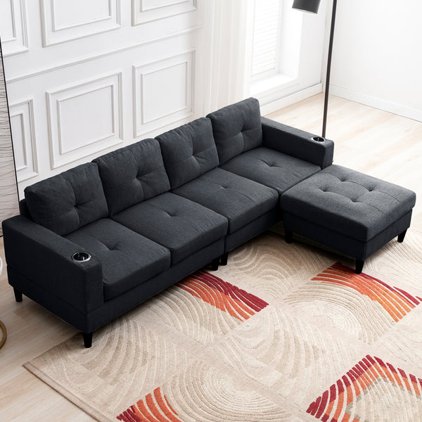 Modular Convertible Sectional Sofa with Ottoman
