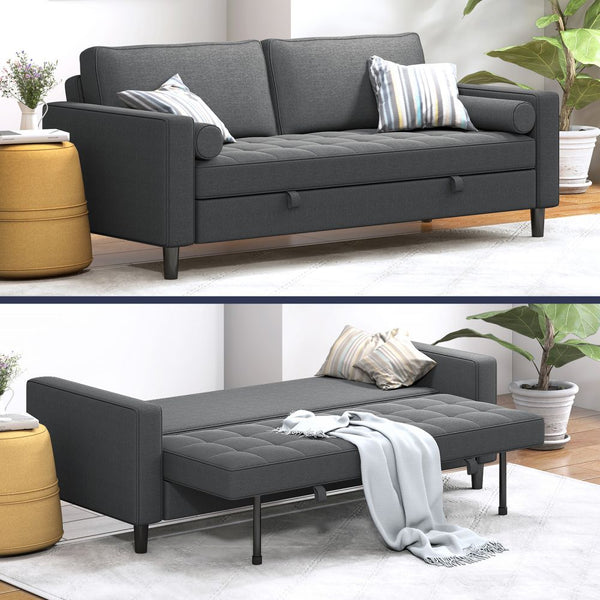 79"W Reversible Sleeper Sofa Bed with Cushion