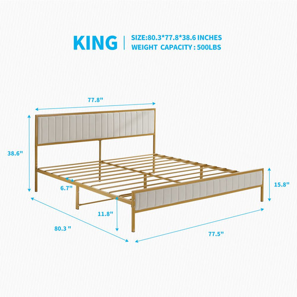 king size Upholstered Bed Frame with Channel Tufted Headboard