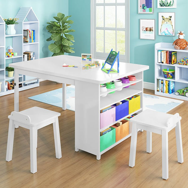 Mjkone Kids Art Table Set Wooden Painting Craft Desk