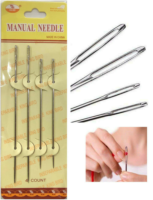 Set Of 4PCS Thick Big Eye Sewing Self-Threading Needles Embroidery