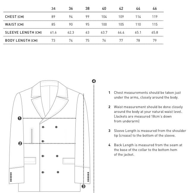 Overcoat Size Chart