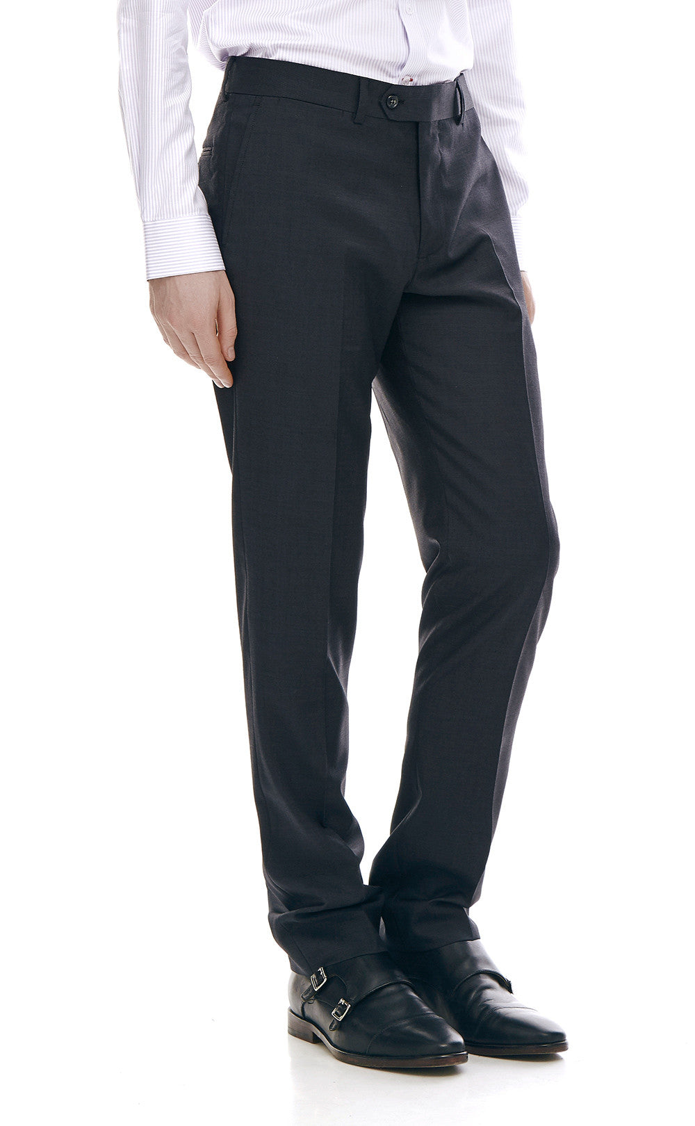 slim fit black trousers