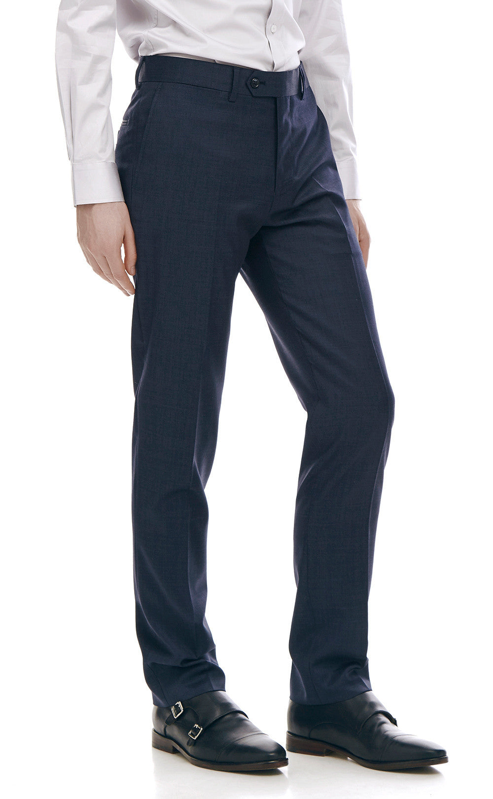 navy slim trousers