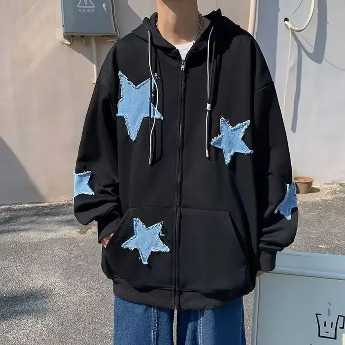 Japanese Retro Star Zipper Y2k Hoodie | High Quality Japanese Hoodie –  OTAKUSTORE