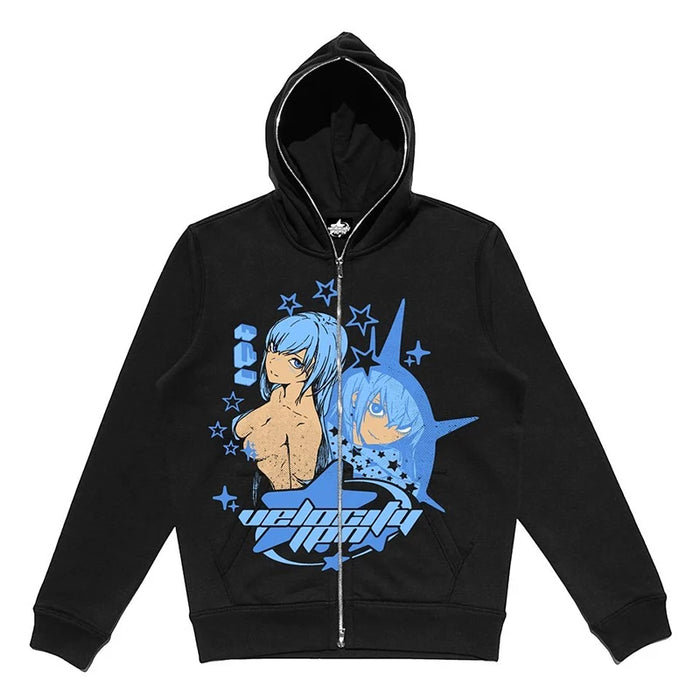 Anime Velocity Zip up Hoodie High Quality Anime Hoodie Print Hoodie OTAKUSTORE