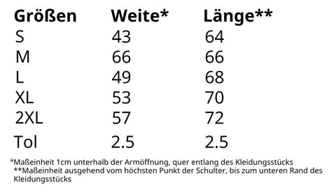 Größentabelle Premium-T Damen