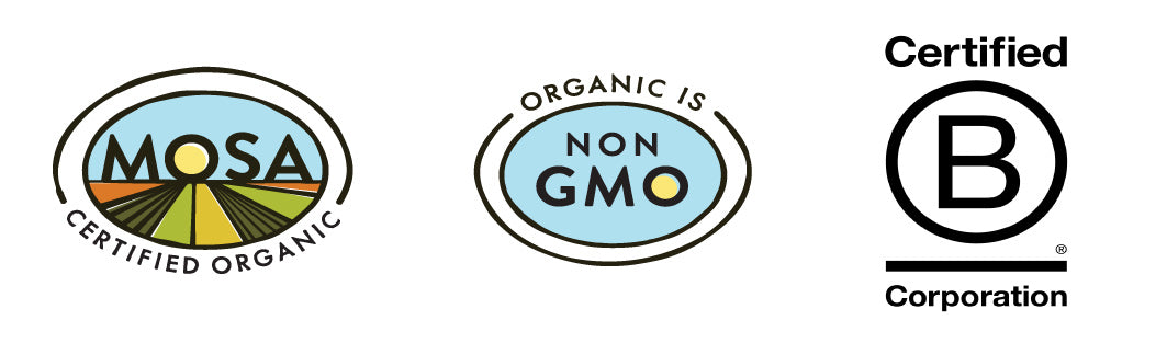 Product certifications: MOSA, non-GMO, certified B-Corp