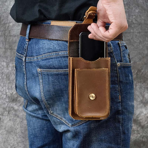 Sac holster cuir Femme Homme - Pochette bandoulière originale pour téléphone  portable