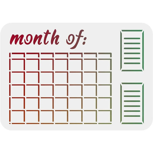 Craft Reusable Painting Stencils A4 - Monthly Calendar Template