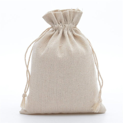 10 x Cotton Linen Drawstring Gift Bag Santa Sacks Blanks