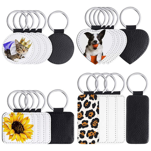 20 Pieces Sublimation Blank Keychains PU Leather Keychain Pendant Heat Transfer Keychain Ornament For DIY Crafts Making