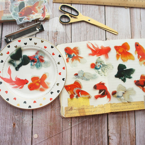 28pcs Goldfish Transparent Large PVC Stickers