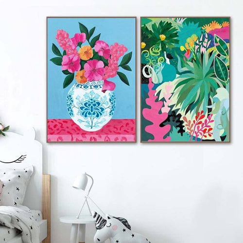 2pc Bundle DIY Paint By Numbers - Tropical Flower Vase