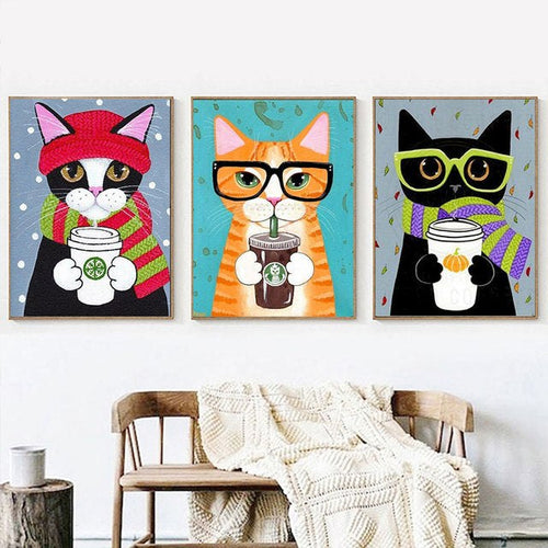 3pc Bundle Paint By Number - Drinking Cats