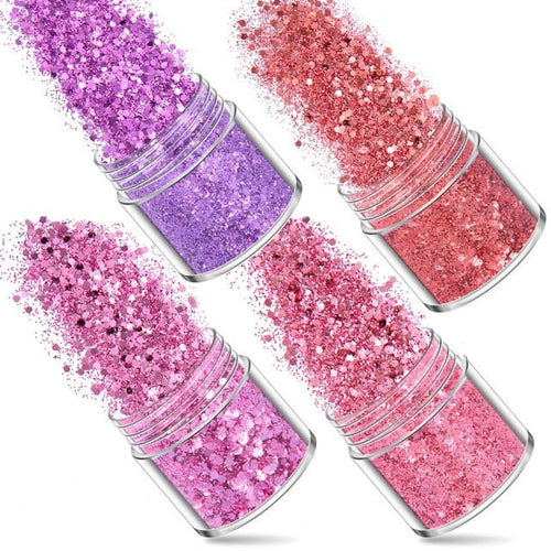 4 x Bottles Superfine Glitter and Sequins Mix