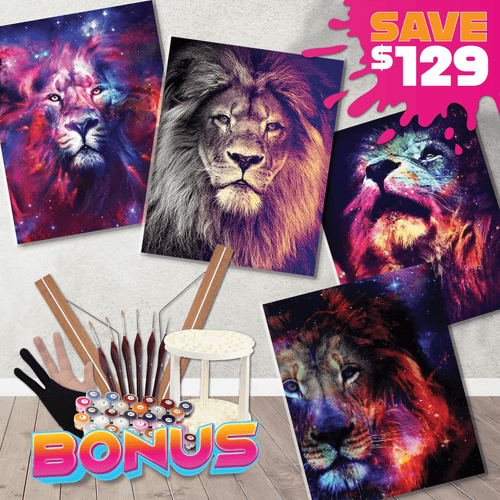 4pc Paint By Numbers Starter Bundle - Mystic Lion