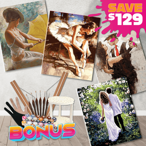 4pc Paint By Numbers Starter Bundle - Romantic Impressionism