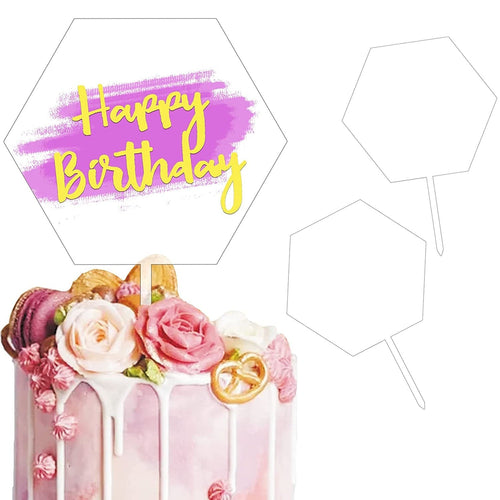 5 / 10pcs Blank Hexagon Acrylic Cake Toppers