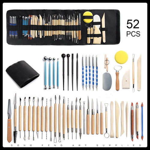 52PCS Pottery Ceramic Tools Kit Polymer Clay Sculpting Carving Modelling DIY