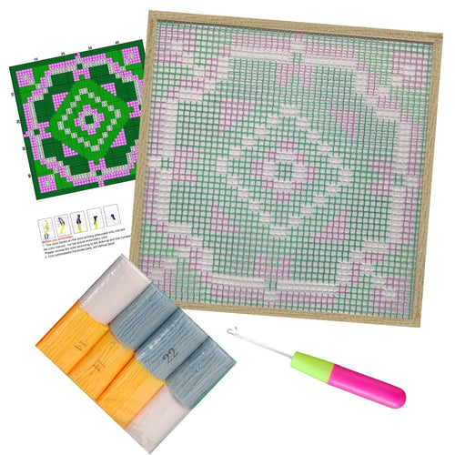 Beginner Latch Hook Kit 30x30cm - Green Mandala