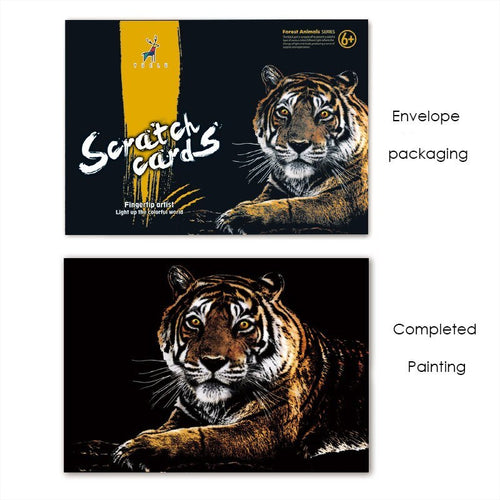 DIY Animal Scratch Art Painting 40.5x28.5 CM - Tiger