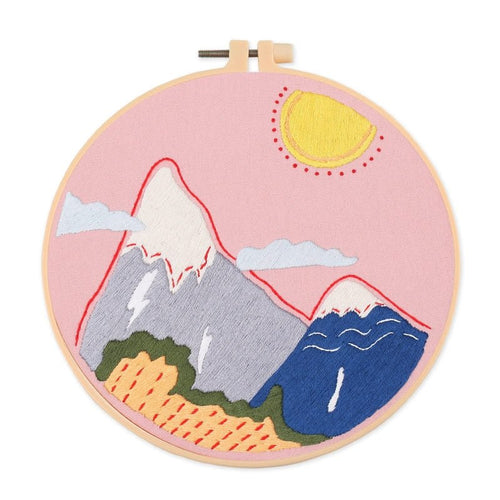 DIY Embroidery Kit - Pink Mountains Range