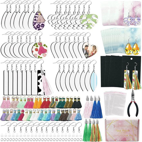 Dye Sublimination Heat Transfer Earring Pendant Blanks Starter Kit - 48 Pairs