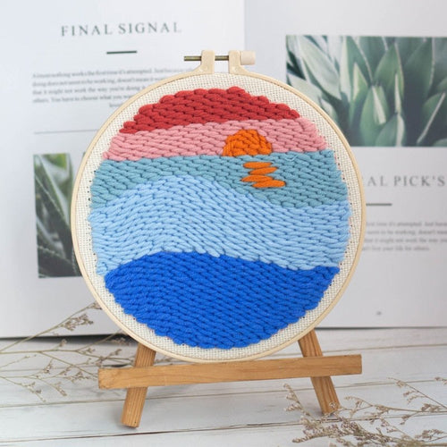 Embroidery Scenery Punch Needle Kits - Ocean sunset