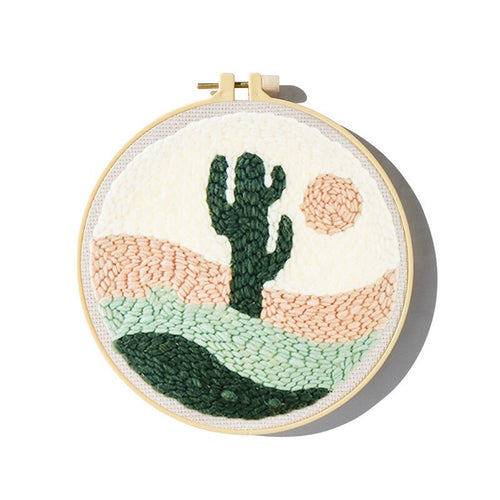 Embroidery Scenery Punch Needle Kits - Sunset Cactus