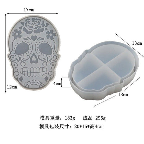 Halloween Skull Jewelry Box Resin Mould