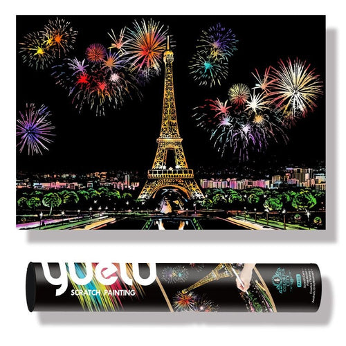 Large DIY Scratch Art Painting Kit 75*52 CM - Paris Eiffel Tower