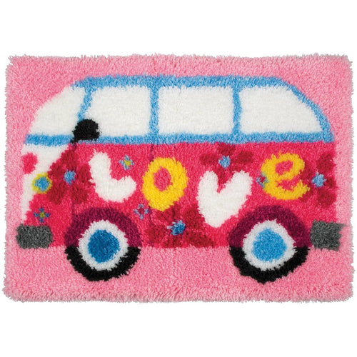 Latch Hook Kit - Rug Making Kit 60's Pink Love Combi 52x38cm