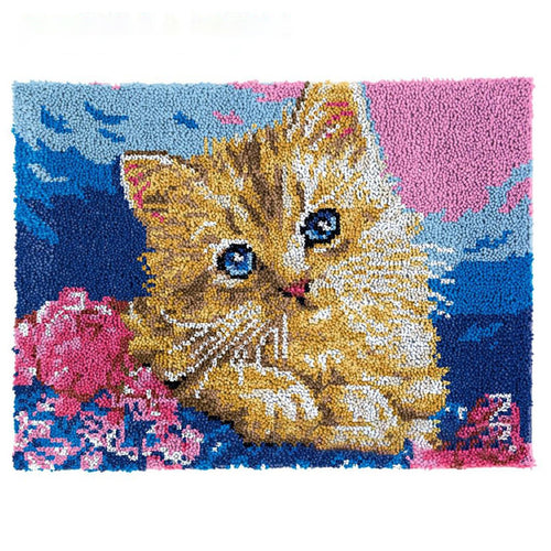 Latch Hook Kit - Rug Making Kit Cute Kitten 81x61cm