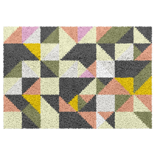 Latch Hook Kit - Rug Making Kit Pastel Geometric Pattern 60x40cm