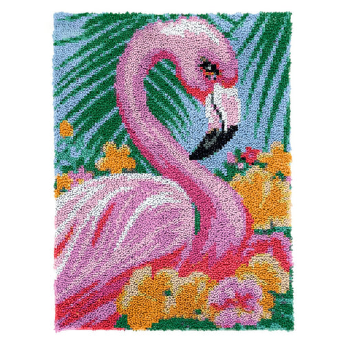 Latch Hook Kit - Rug Making Kit Pink Flamingo 61x82cm