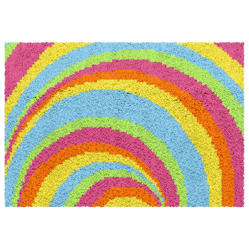 Latch Hook Kit - Rug Making Kit Psychedelic Rainbow 60x40cm