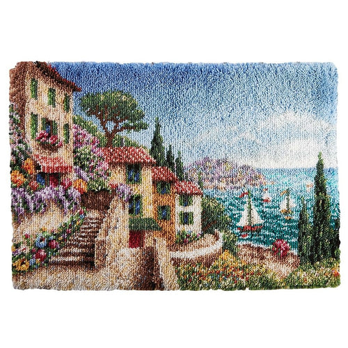 Latch Hook Kit - Rug Making Kit Seaside Village 100x70cm