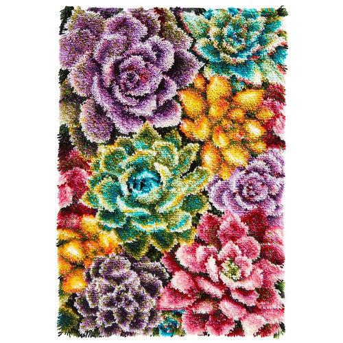 Latch Hook Kit - Rug Making Kit - Succulent Rainbow 69x102cm