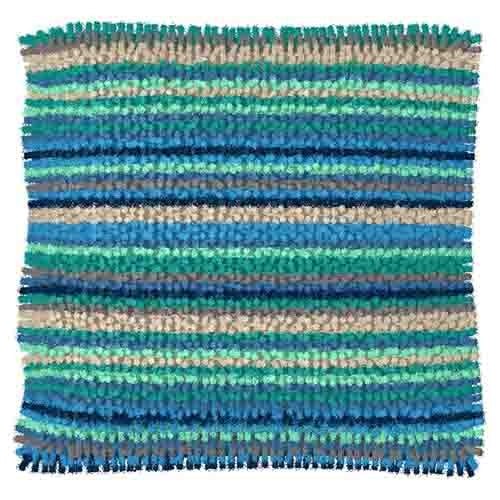 Latch Hook Pillow Making Kit - Aqua Ocean Stripes